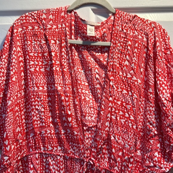 Victoria’s Secret Red Heart Print Tie Front Kaftan Cover Up Robe O/S - Picture 3 of 7